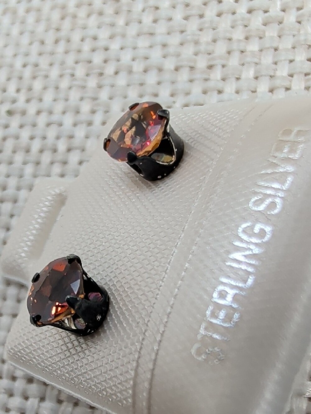 Vintage 925 Sterling Silver Multicolor Crystal Stud Earrings Set of 4 - Picture 16 of 16